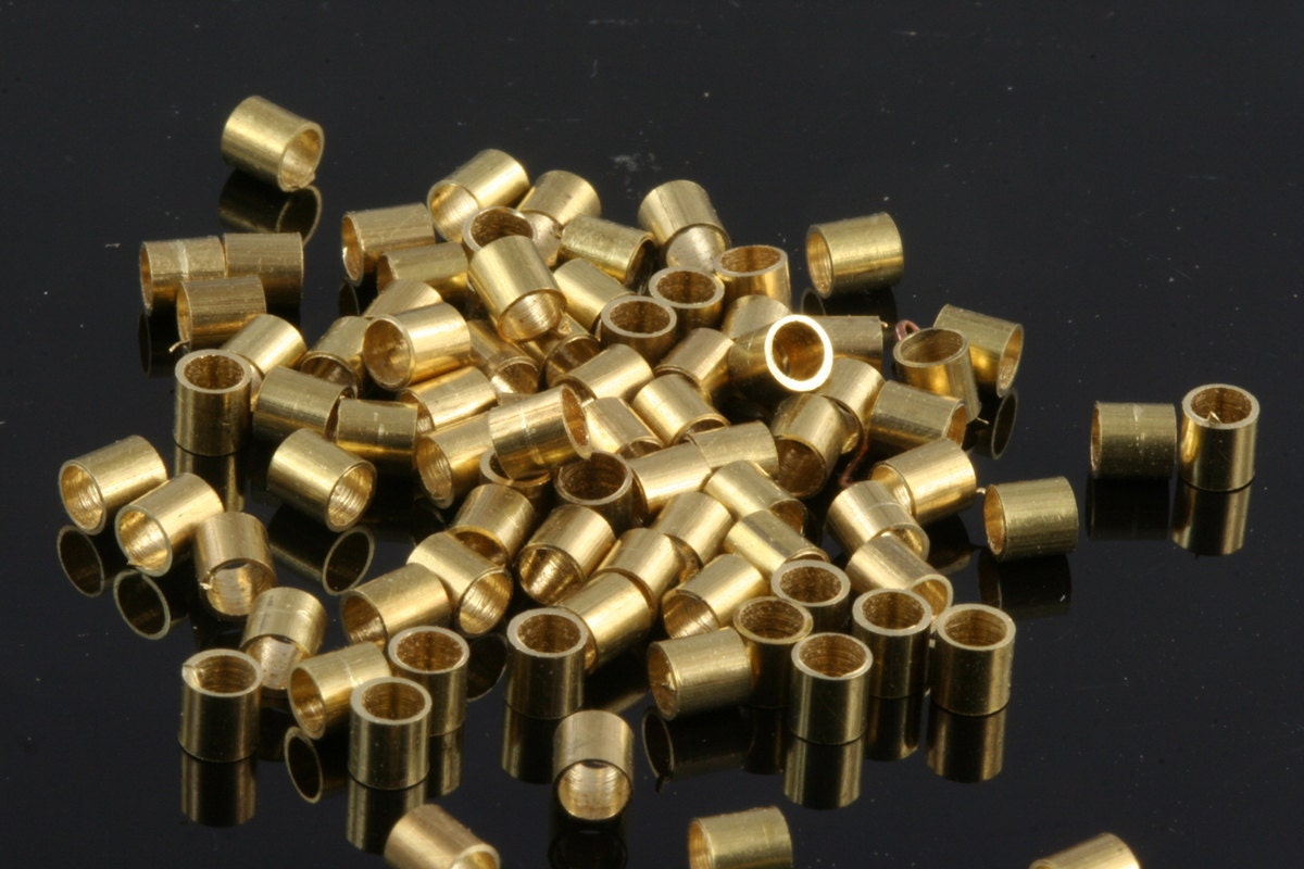 Raw Brass Tube 100 Pcs 3x3mm (hole 2,2mm 12 gauge) crimp spacer bead bab2Tu5,8 1881