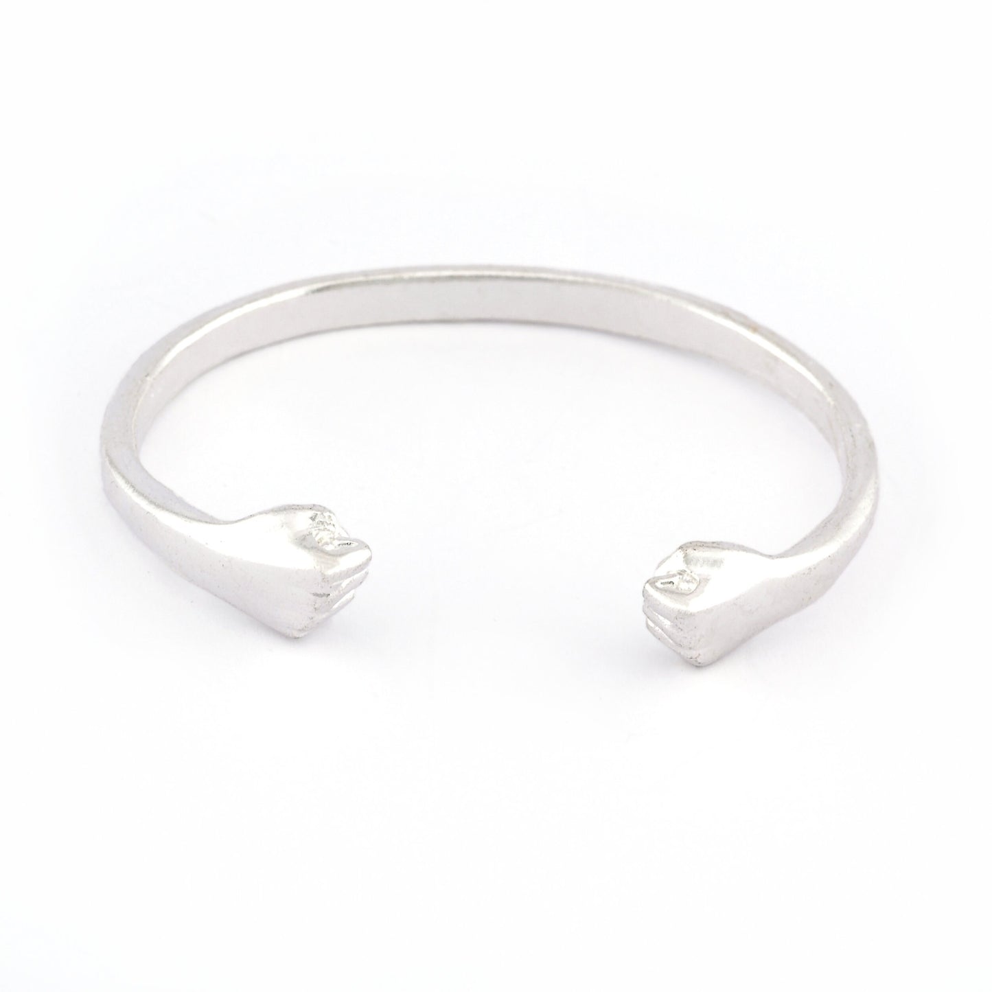 Punch Bracelet Shiny Silver Plated Brass (55mm inner size - Adjustable ) 5034