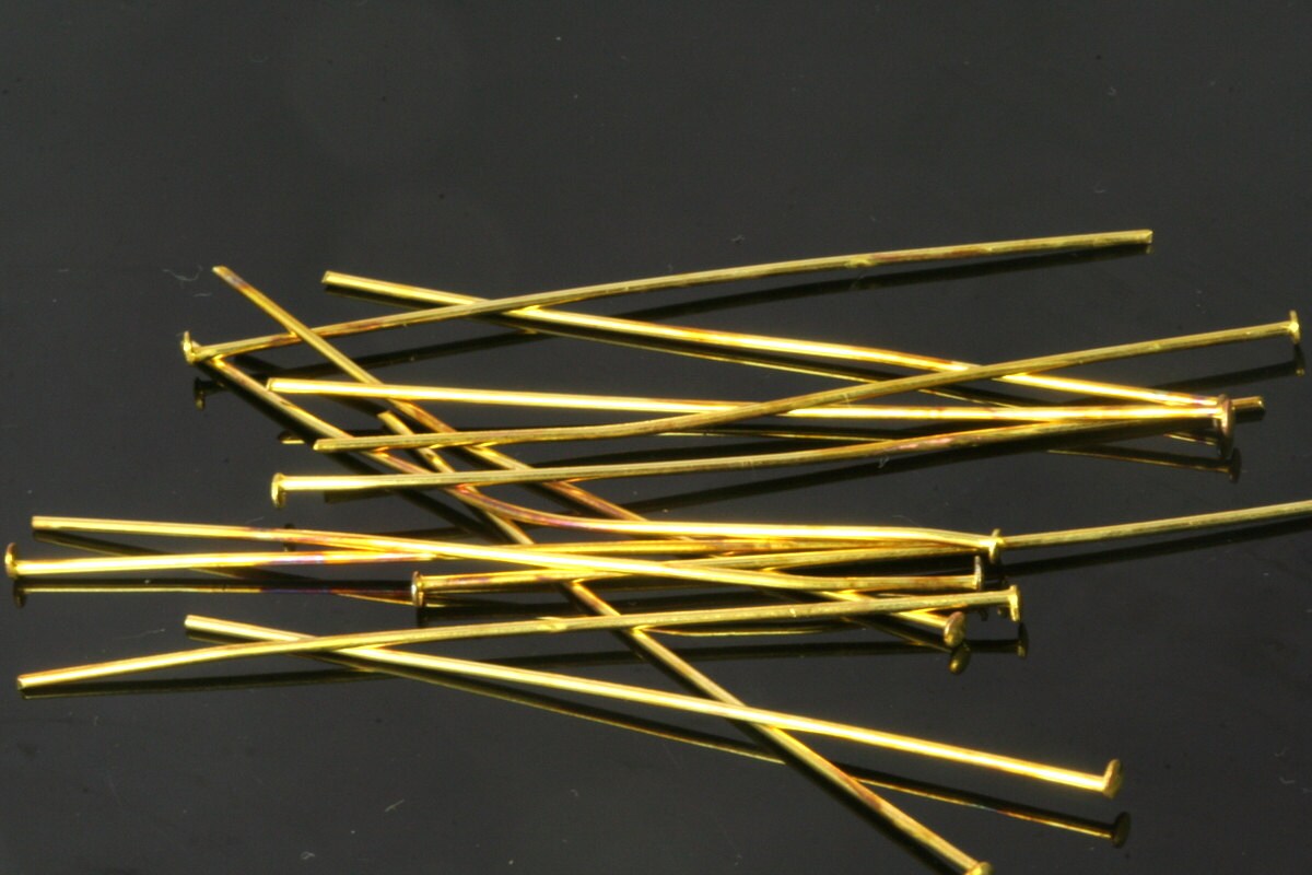 Brass head pin 100 pcs 60mm 20 gauge( 0,80mm ) raw brass HR6020