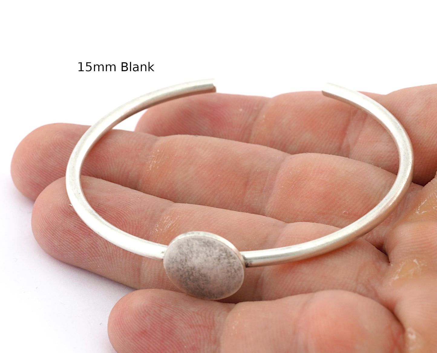 Cuff Disc Blanks, Round Blanks, Good Quality Bracelet Bases, Antique Silver Plated Brass (60mm inner size - Adjustable ) OZ5553