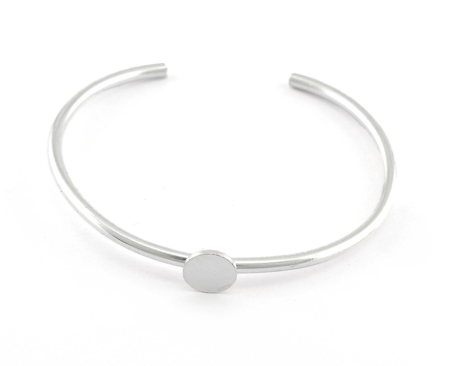 Cuff Disc Blanks, Round Blanks, Good Quality Bracelet Bases, Antique Silver Plated Brass (60mm inner size - Adjustable ) OZ5553