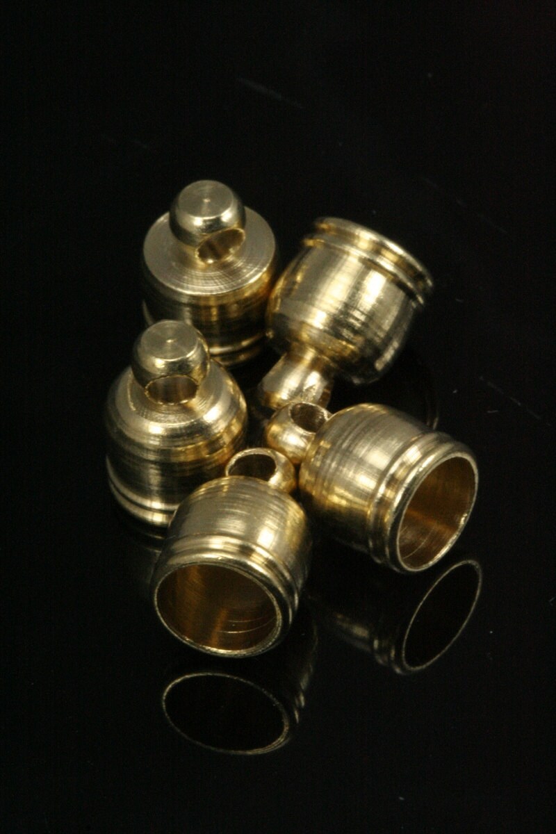 15 pcs 8X11mm 7mm inner with loop raw brass cord tip ends, ends cap, ENC7 1757