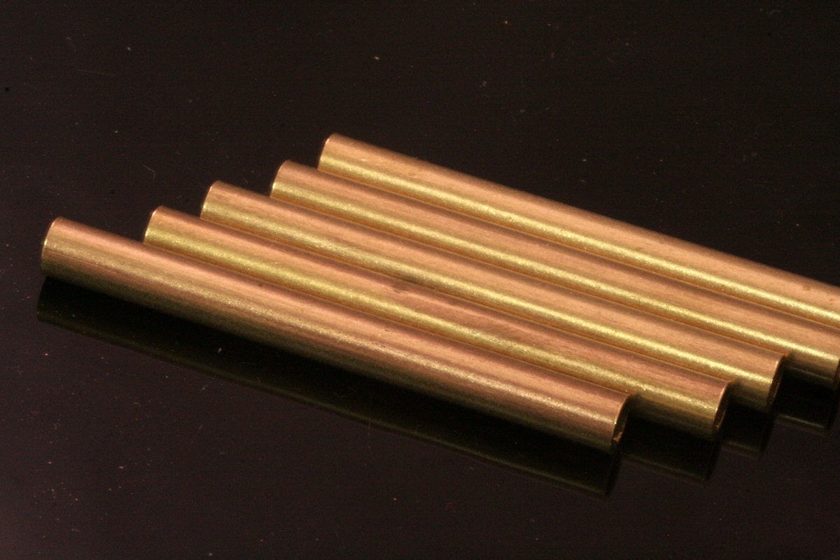 10 pcs 5x45mm (hole 3.8mm) raw brass tube industrial brass charms,findings raw brass spacer bead