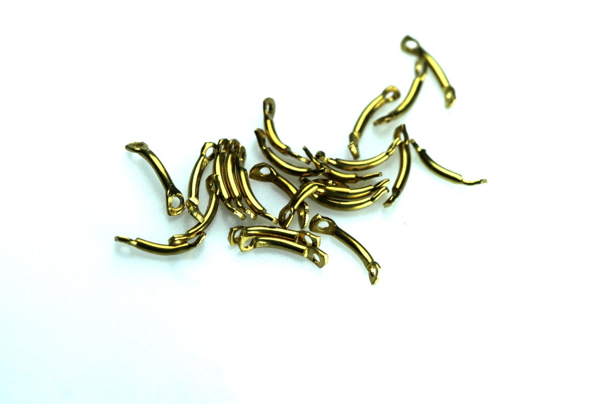 curved bar connector 100 Pcs Raw Brass 8,5mm (1mm 18 gauge hole)charms ,findings tmlp 1990
