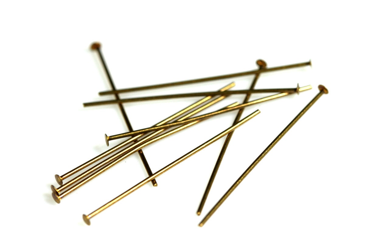 Brass head pin 150 pcs 50mm 2" 23 gauge( 0,6mm ) antique brass headpin HA5023-20