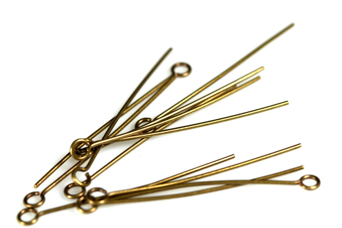 Brass eye pin 200 pcs 20mm 23 gauge( 0,6mm ) antique brass EB2023-12