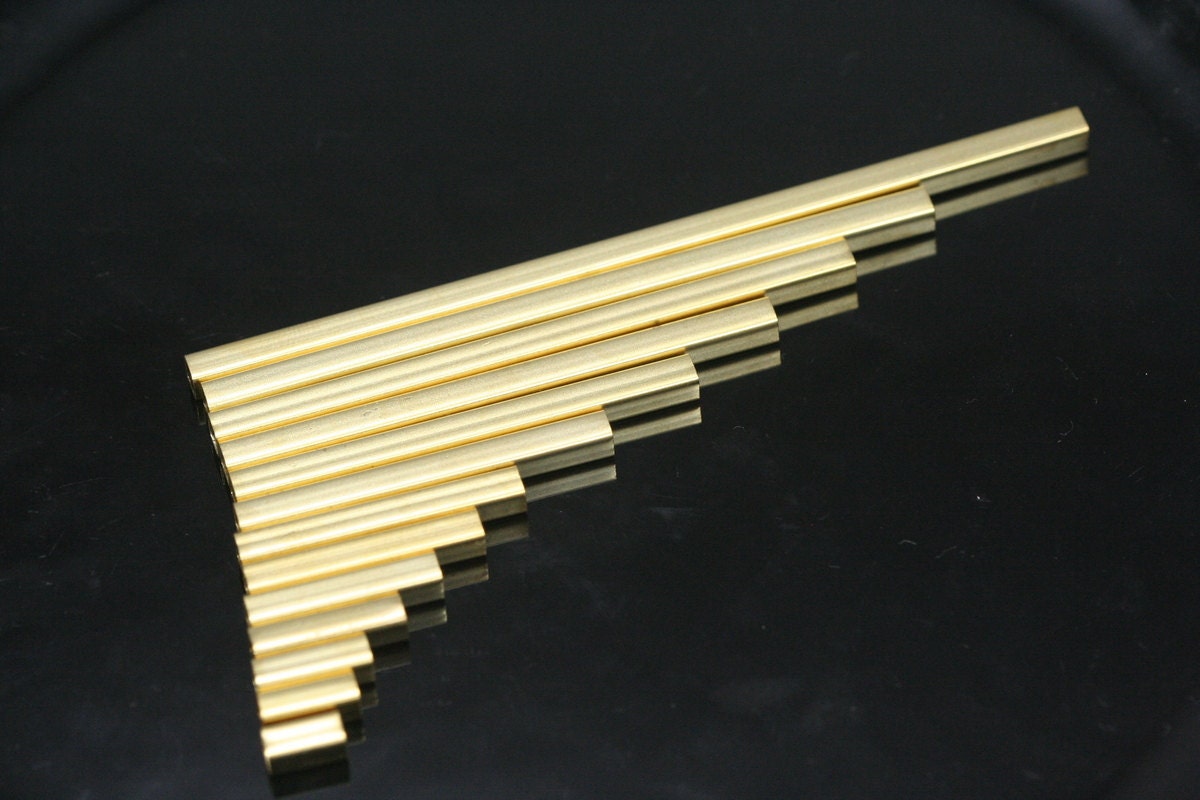 Square tube, gold plated brass 4 pcs 4x100mm ( 3,6mm hole) finding OZ915-100