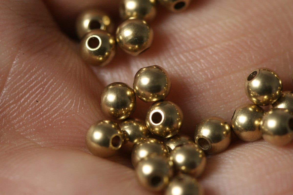 50 pcs 4mm (hole 17 gauge 1.2mm) raw solid brass spacer bead , findings bab1.2 1451