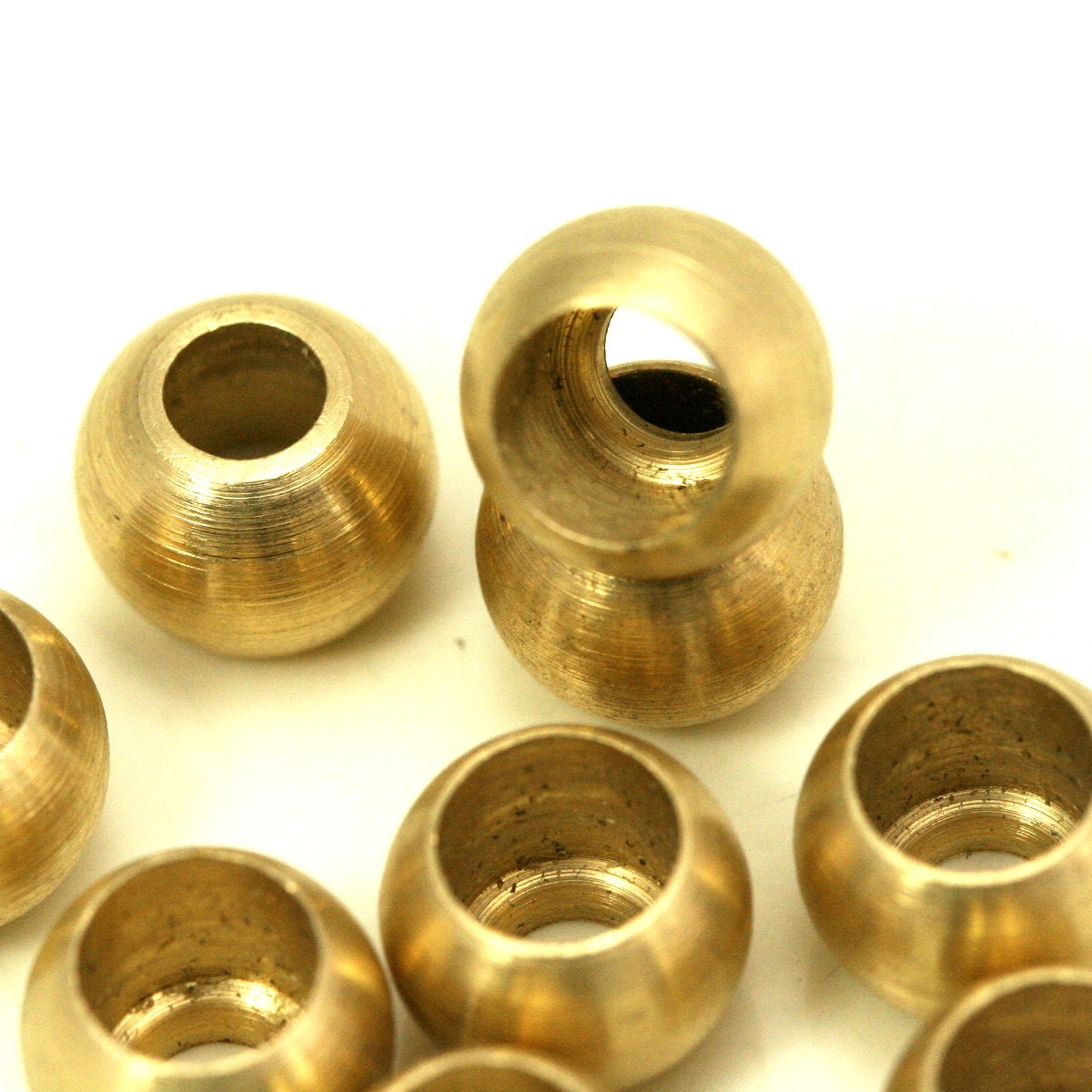 10 pcs 9.8x7.8mm ( holes 6.5mm 4.5mm ) raw solid brass spacer, raw brass decorative cord end beads, hanging metal beads ENC6 1237R