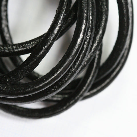 Black Genuine Leather Cord Premium Quality - 4mm Round - For Beading, Jewelry, Crafts, and Decorations lth4