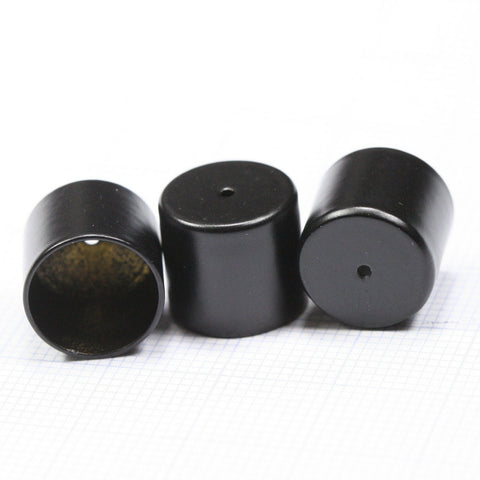 End caps, 12x11mm 11mm inner hole Black Painted brass cord  tip ends, ribbon end,findings ENC11 1656