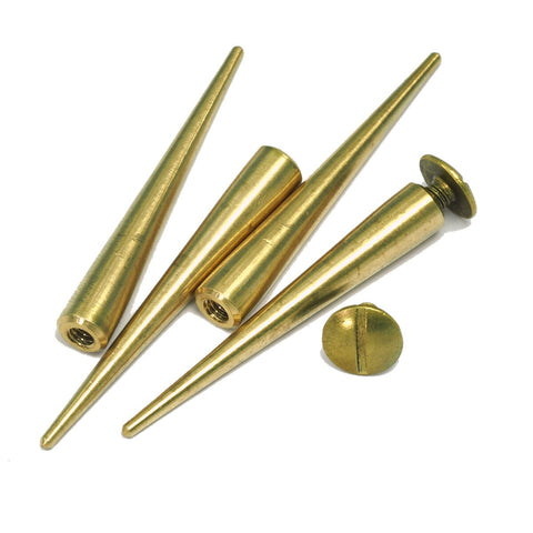 screw rivets, chicago screw / concho screw, long spike raw brass 7x46 mm 484