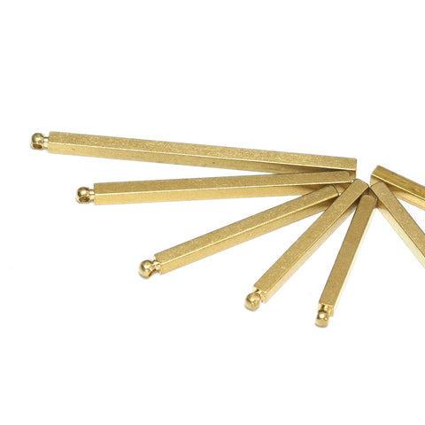 raw brass  finding square rod 14 pcs 3x40mm (1.2mm  0,05" 16 gauge hole ) 427R