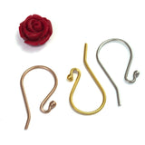 Fish Hook Ear Wires , 925k Sterling Silver Earring Hook Ball French raw silver, gold plated silver, rose gold plated silver, black 23mm 2050