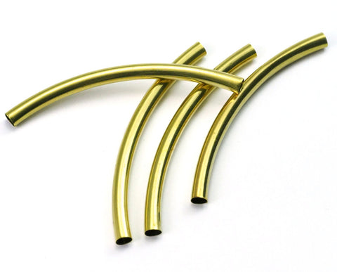 Raw Brass Curved Tube 5x70mm (hole 4.6mm)  2147