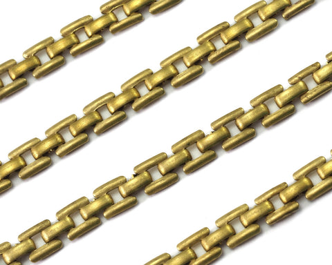 Square link bracelet chain raw brass  5.5mm z018