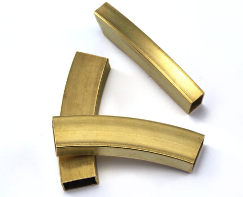 curved rectangular tube raw brass 40x5x9.5mm (hole 4x8.5mm) bab  2248