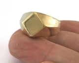 Square Ring Domed Adjustable raw Brass (19mm 9US inner size ) Oz3380