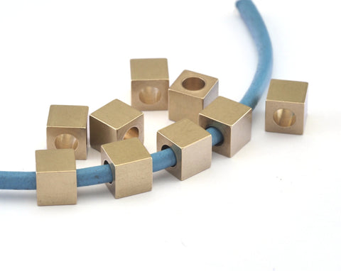 Square cube stamping beads raw brass  7x7mm (4mm hole) bab4 OZ2946