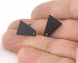 Trapezoid Earring Stud,  Black Painted Brass Quadrilateral Earring Posts, 15mm 3960