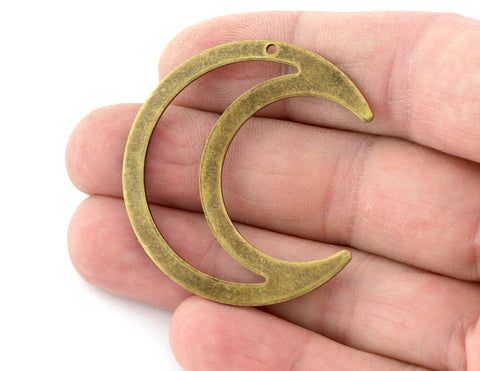 Crescent Charms Antique Bronze Brass 42x39mm 0.8mm thickness Findings  5035 - 335