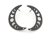 Earring Posts Stud Crescent Moon Statements  (35.5mm) Black Painted Brass 4583