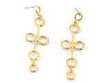 Circles Hammered Hoops Dangle Earring Set Post Base Shiny Gold Plated Brass 63 mm Earring  Blanks 5099