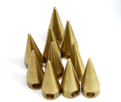 Raw Brass pendulum Spike 6x15mm 1/4"x5/8" finding spacer industrial design (2mm 5/64" 12 gauge hole ) 1134RB