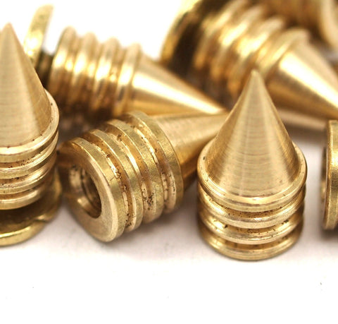 Raw Brass Spike stud 5 pcs (7x13mm) with Brass bolt