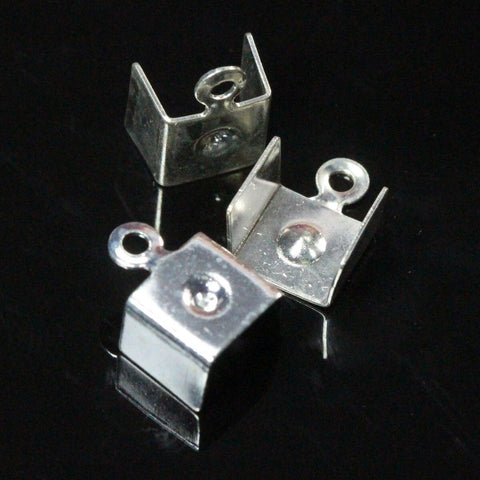 Shiny Silver Plated Brass Fold Over Cord End Tips Findings Leather Crimps (7 mm) CSS8S-22 1930