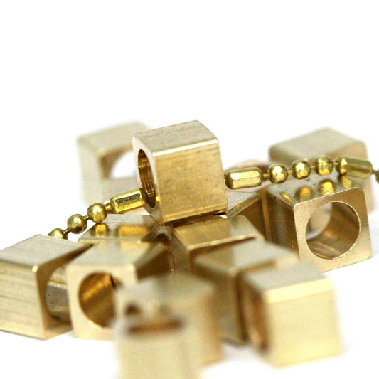 Square Cube Beads Raw Brass 4x3.5 mm 5/32"x9/64" finding square (3 mm 1/8" hole ) 1276R tmlp