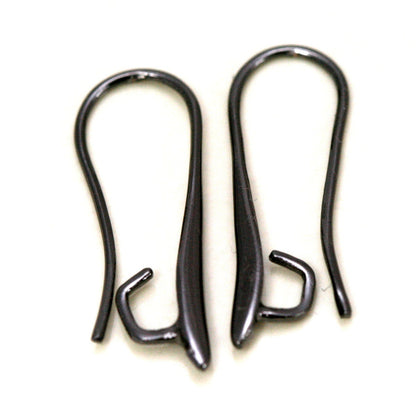 Earring hook with holder 24mm black plated brass 1263B