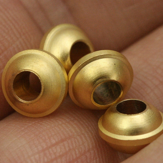 8 pcs 8x5.2mm ( 3.5mm hole) gold plated brass beads bab3.5 665G