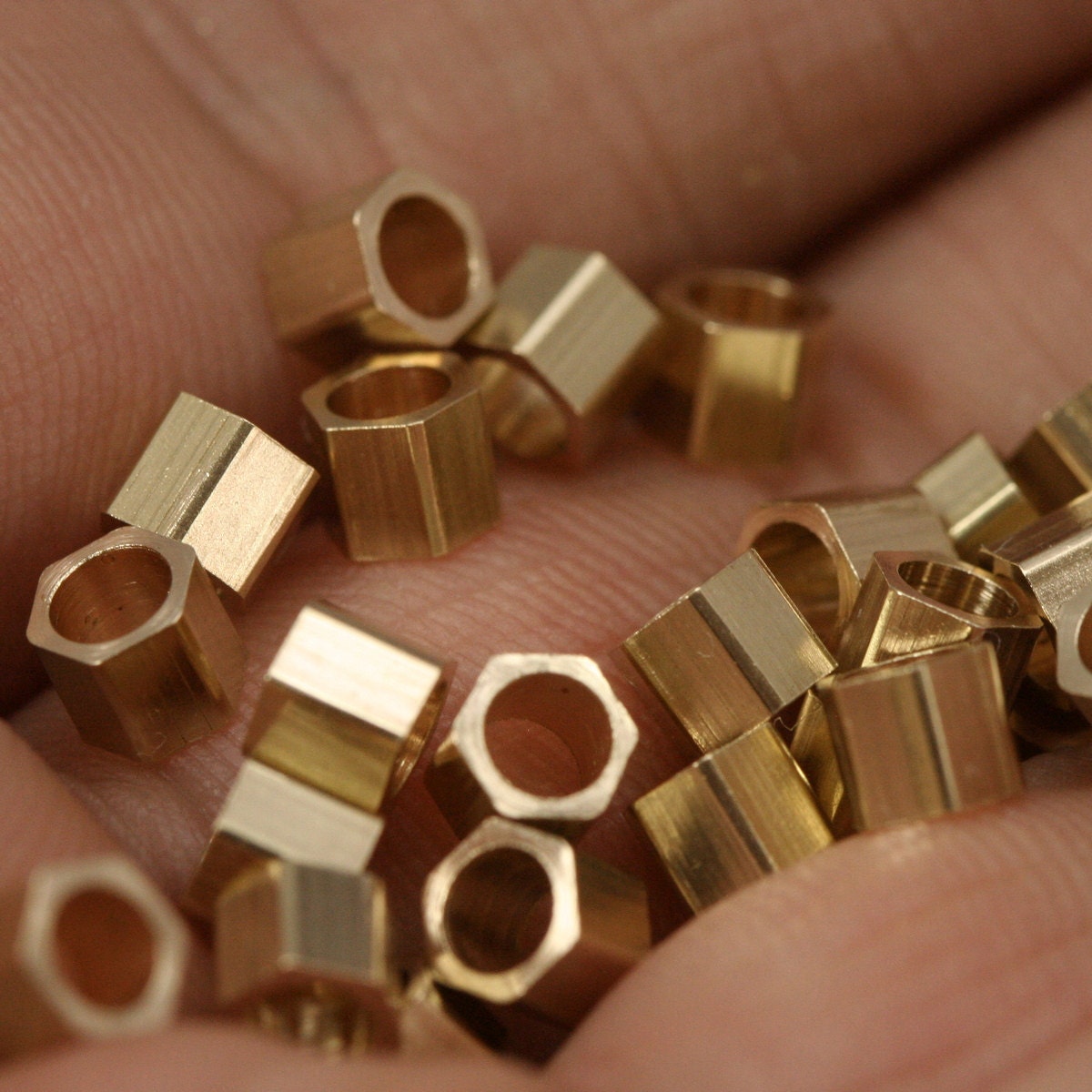 Raw Brass hexagonal beads 4x3.5mm 1/4"x9/64" pendant 1300R