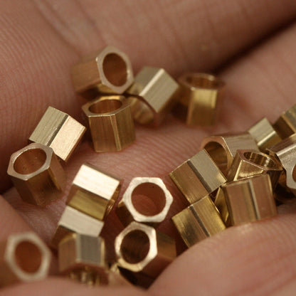 Raw Brass hexagonal beads 4x3.5mm 1/4"x9/64" pendant 1300R