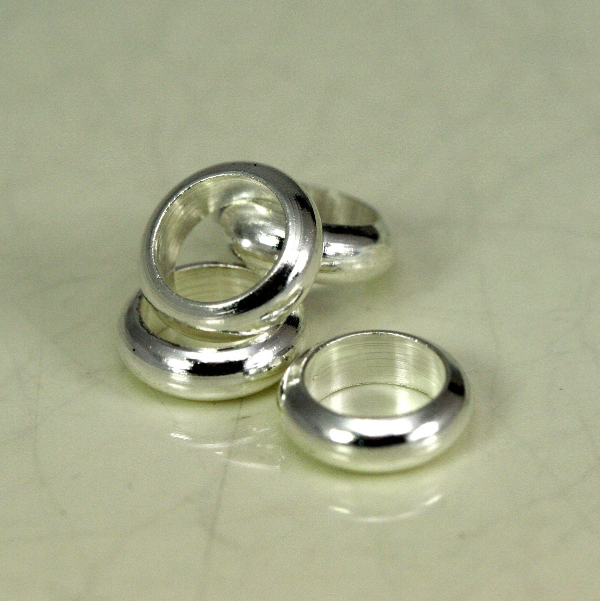 Spacer Bead Brass Ring silver plated 9.8x3mm (hole 7mm ) Findings bab7 1558