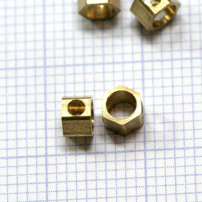 Raw Brass hexagonal beads 4x3mm 1/4"x1/8" pendant 1301R tmlp