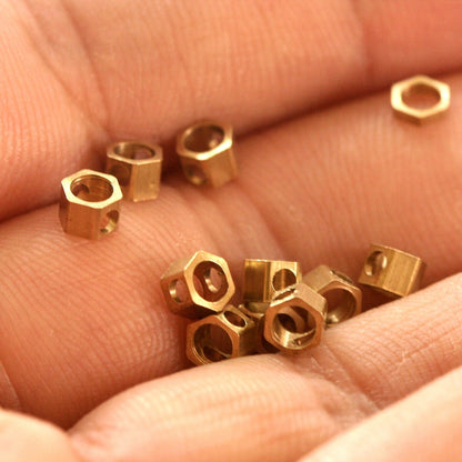 Raw Brass hexagonal beads 4x3mm 1/4"x1/8" pendant 1301R tmlp