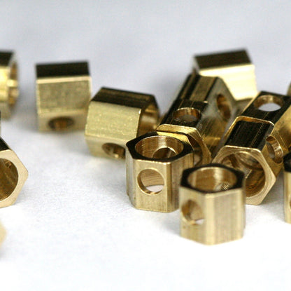 hexagonal pendant beads 4x3.5mm 1/4"x9/64" Raw Brass 1299R tmlp