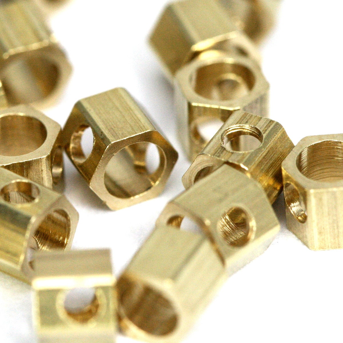 hexagonal pendant beads 4x3.5mm 1/4"x9/64" Raw Brass 1299R tmlp