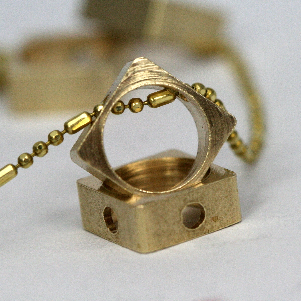 Raw Brass square 25 pcs 10x3,5mm 3/8"x3/8" finding square pendant (9mm 23/64" hole ) 1327RY