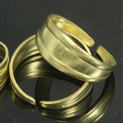 Band Ring 21x9mm raw brass adjustable ring, 878