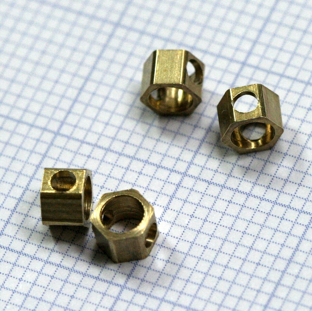 Raw Brass hexagonal beads 4x3mm 1/4"x1/8" pendant 1301R tmlp