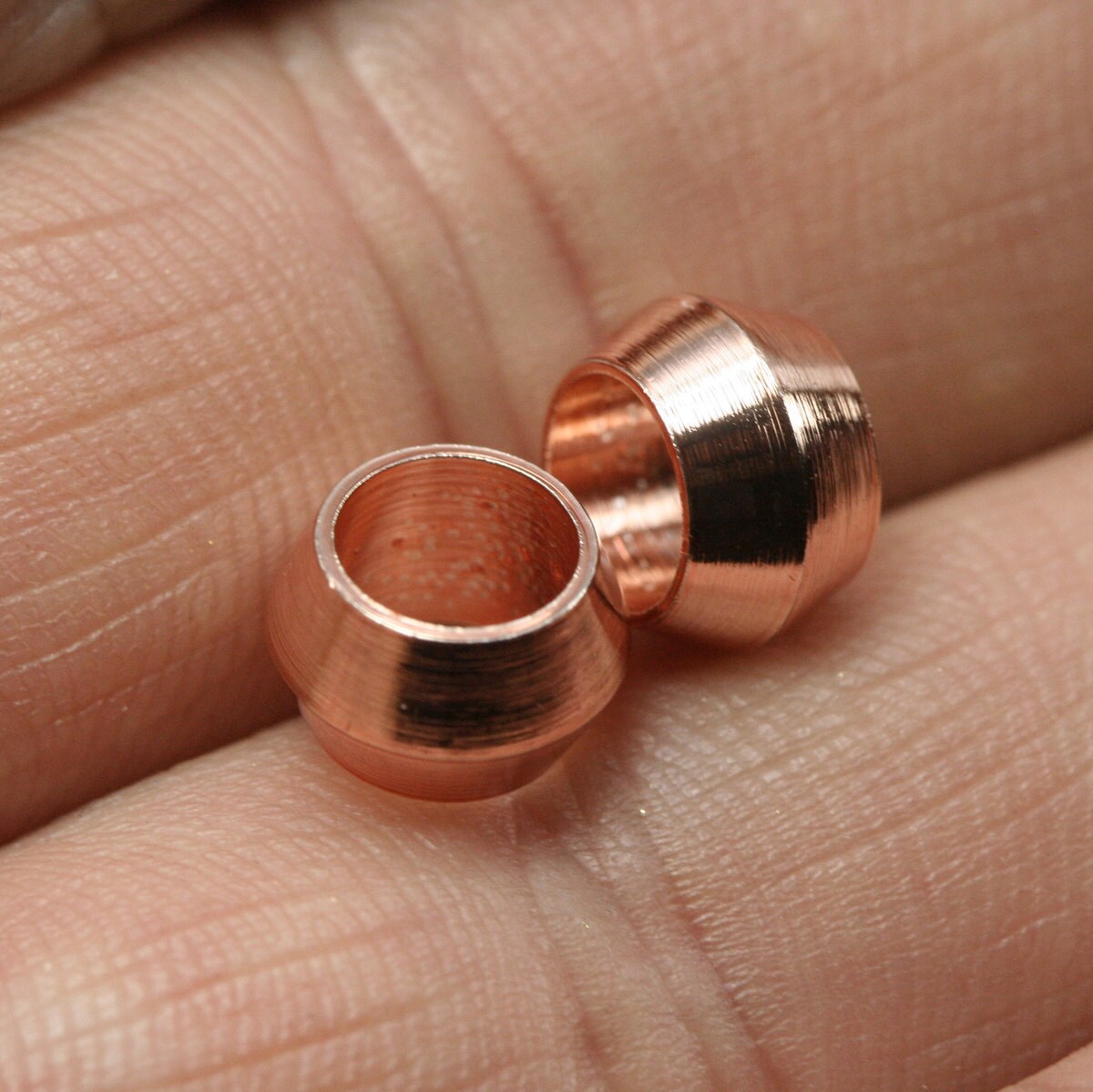 rose gold plated brass sphere 8.8x5.6mm (hole 6mm) industrial brass charms, pendant, findings spacer bead bab6 1446