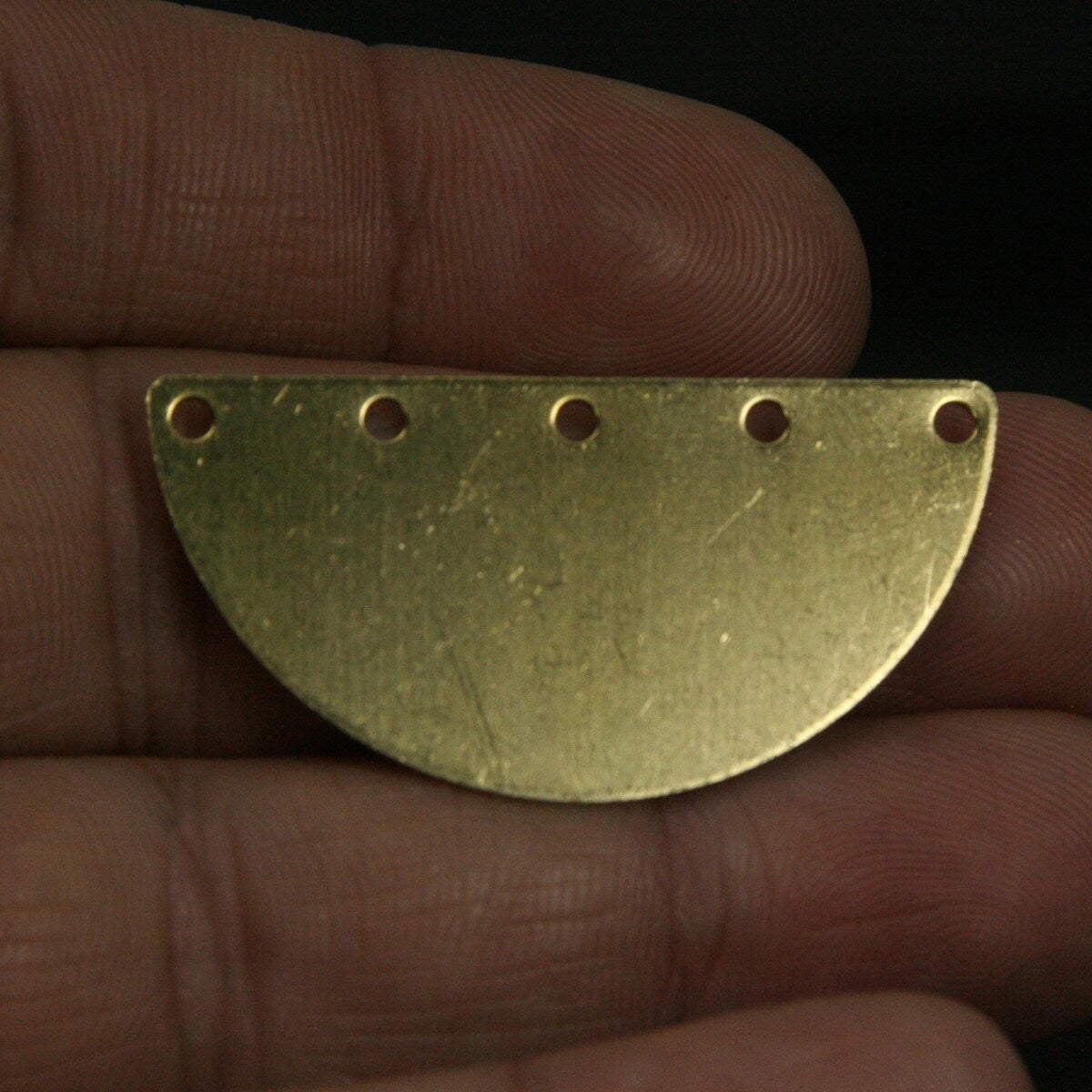 Raw brass semi circle blanks 40x20x0.8mm half moon shape pendant (2mm 0,08" 12 gauge hole) SCS 1058R5-84