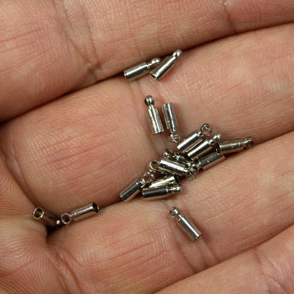 50 pcs 2x6mm 1.5mm inner with (1.2mm) loop Nickel Plated brass cord tip ends, ribbon end, ends cap, findings ENC1-33 1442