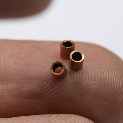 Crimp tubes, crimp beads 2x1mm 1,2mm 17 gauge inside diameter. raw copper 1398R-1.7 crmb