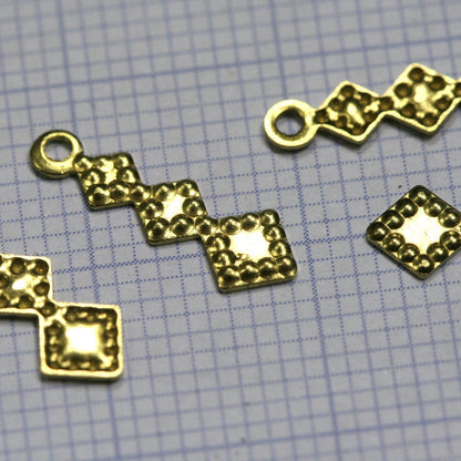 Raw Brass 15mm textured 1 hole pendant drop Charms ,Findings 903R-35 tmlp