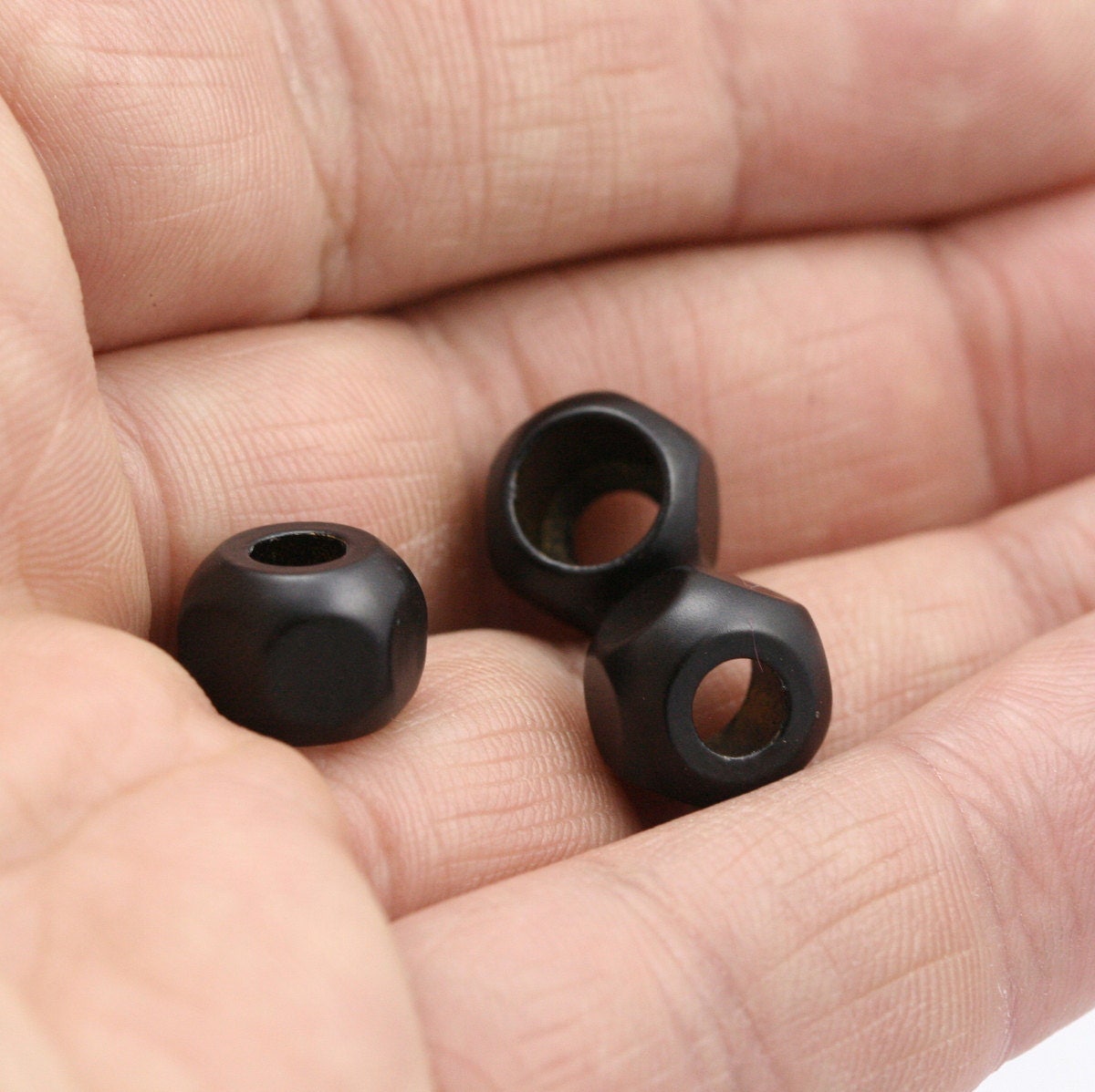 hanging metal beads Black Painted Brass hexagonal end caps 10x8mm ENC7 1713