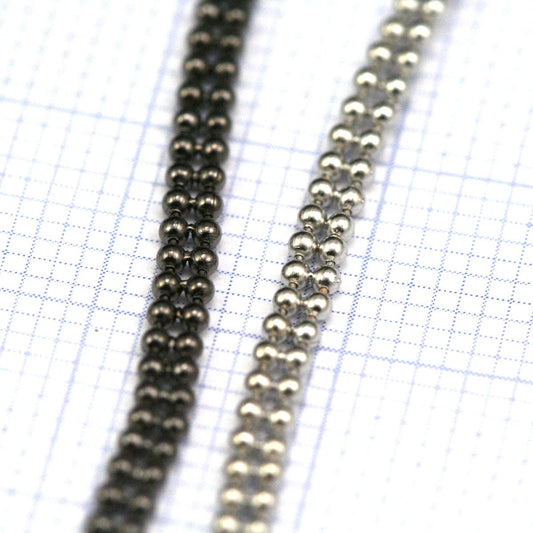 two strand soldered Rhodium - Gunmetal Brass Ball Chain 1.2mm z049